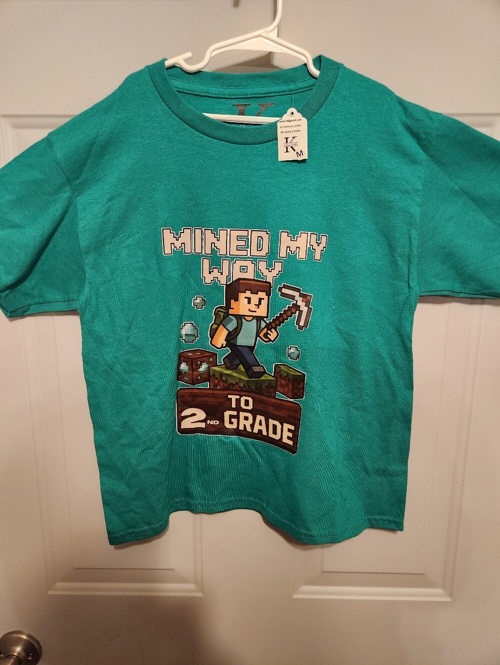 Kids Teal 'Mined My Way to 2nd Grade' Graphic T-Shirt
